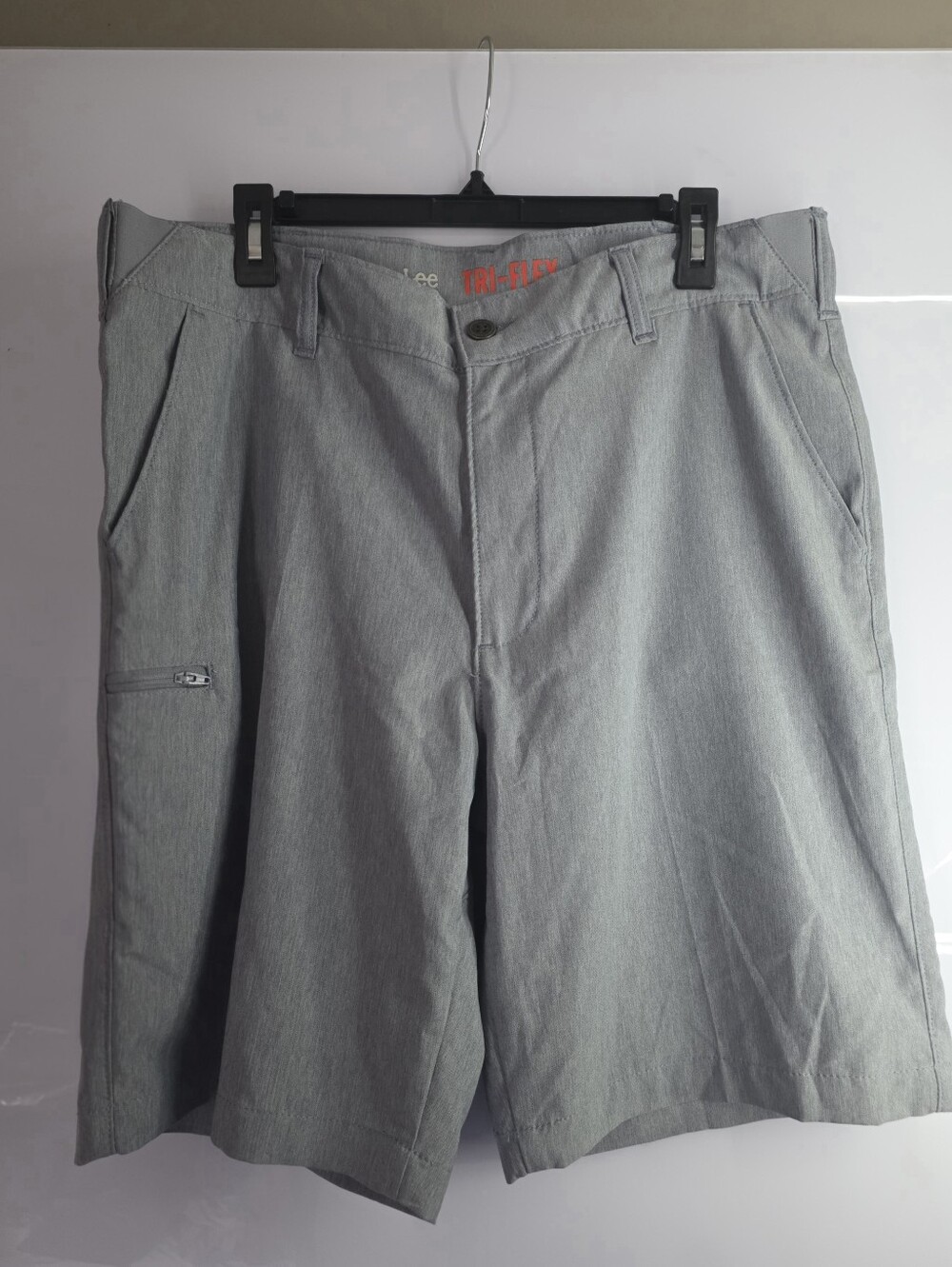 Men's Lee 10" Tri-Flex Waistband Shorts Stretch Size 36 Gray Blue NWOT Rare Vint